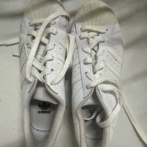 Adidas White and Cream Athletic Shoes
